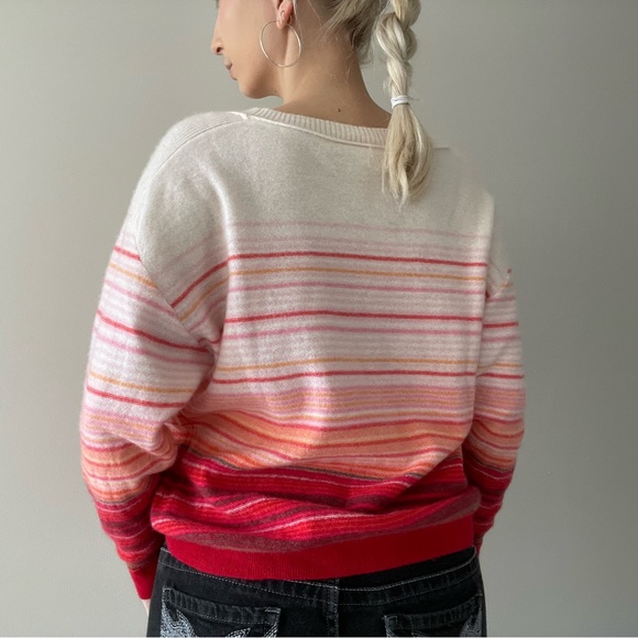 100% cashmere Anthropologie Saturday Sunday Emmeline crewneck sweater striped - Picture 6 of 6